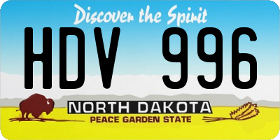 ND license plate HDV996