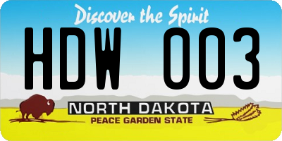 ND license plate HDW003