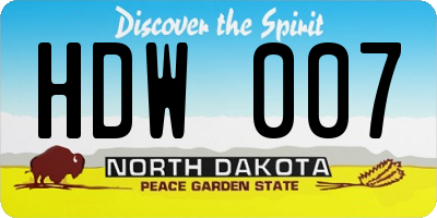 ND license plate HDW007