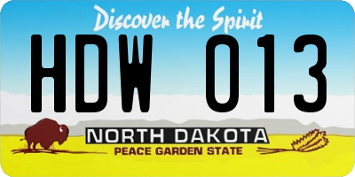 ND license plate HDW013