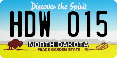 ND license plate HDW015