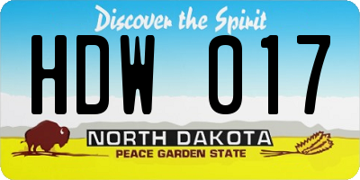 ND license plate HDW017