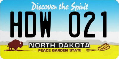 ND license plate HDW021