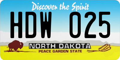 ND license plate HDW025
