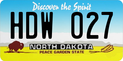 ND license plate HDW027