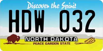 ND license plate HDW032