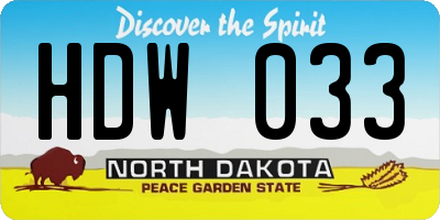 ND license plate HDW033