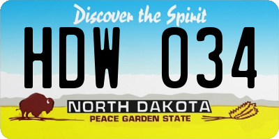 ND license plate HDW034