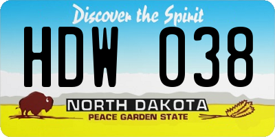 ND license plate HDW038
