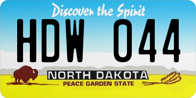 ND license plate HDW044