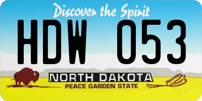 ND license plate HDW053