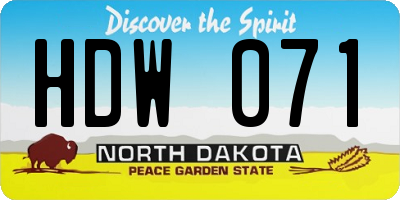 ND license plate HDW071