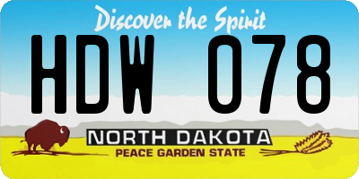 ND license plate HDW078
