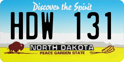 ND license plate HDW131