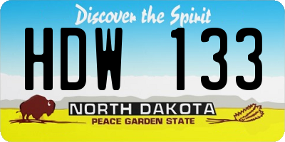 ND license plate HDW133