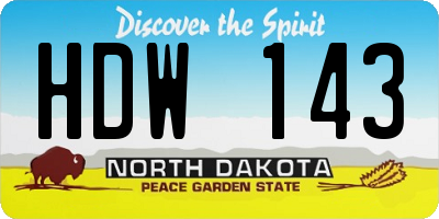 ND license plate HDW143