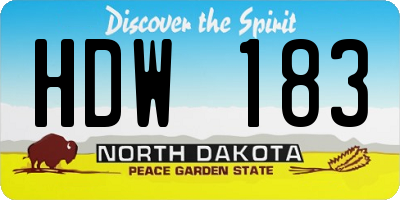 ND license plate HDW183