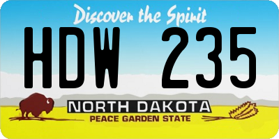 ND license plate HDW235