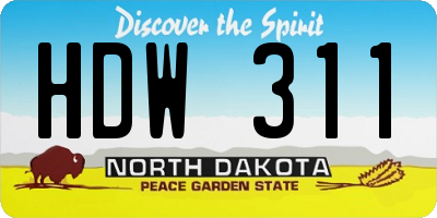 ND license plate HDW311