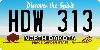 ND license plate HDW313