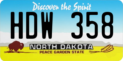 ND license plate HDW358