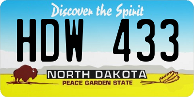 ND license plate HDW433