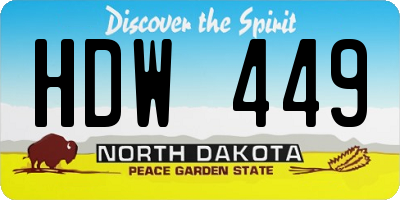 ND license plate HDW449