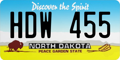 ND license plate HDW455