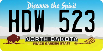 ND license plate HDW523