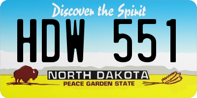 ND license plate HDW551