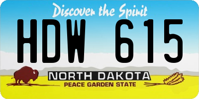 ND license plate HDW615