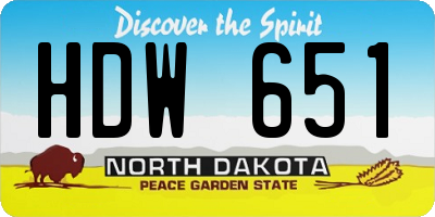 ND license plate HDW651