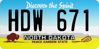 ND license plate HDW671