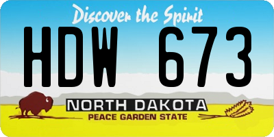 ND license plate HDW673