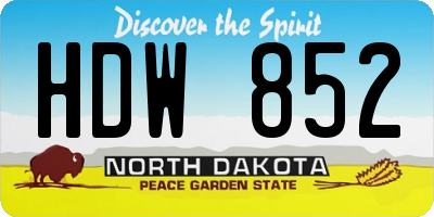ND license plate HDW852