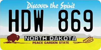 ND license plate HDW869