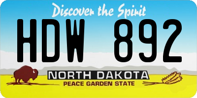 ND license plate HDW892