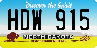 ND license plate HDW915