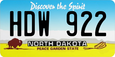ND license plate HDW922