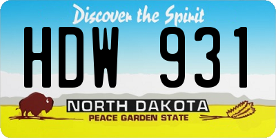 ND license plate HDW931