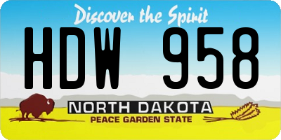 ND license plate HDW958