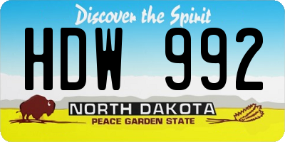ND license plate HDW992