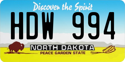 ND license plate HDW994