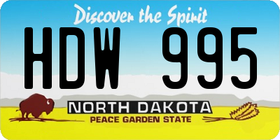 ND license plate HDW995