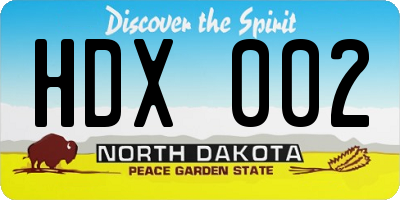 ND license plate HDX002