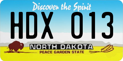 ND license plate HDX013