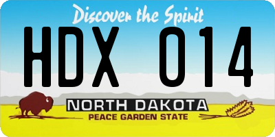 ND license plate HDX014