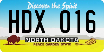 ND license plate HDX016