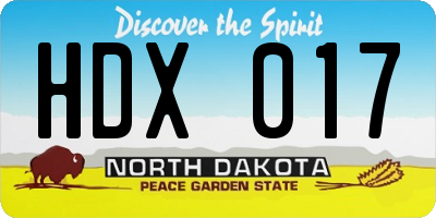 ND license plate HDX017