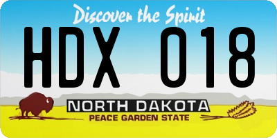 ND license plate HDX018